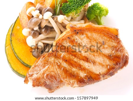 pork loin steak with grilled vegetable