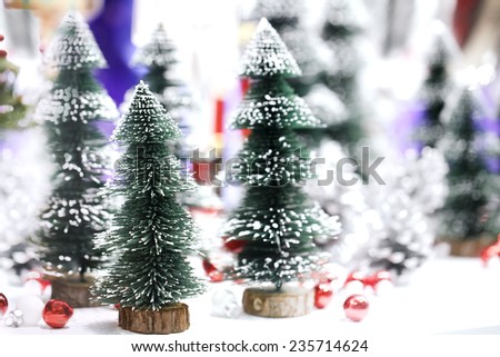 Christmas tree model with snow decorate