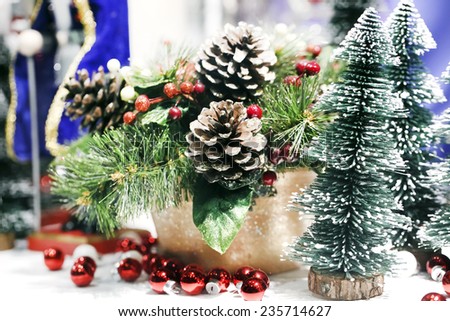 Christmas tree model with snow decorate