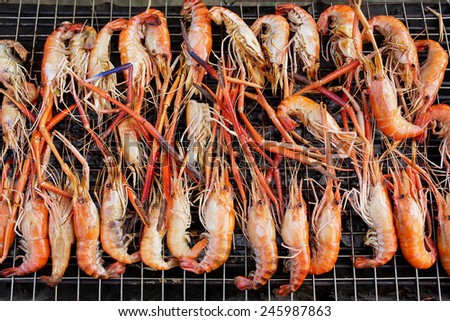 grilled shrimps on stove in party