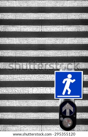 Old zebra traffic walk way,crosswalk with electronic traffic sign