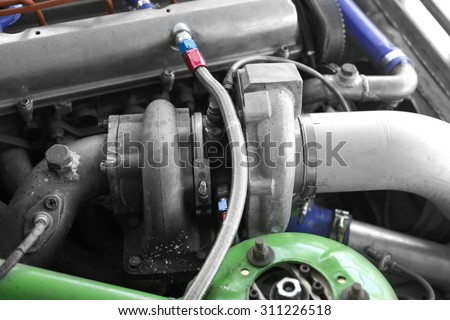 Turbo charger on car engine