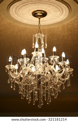 beautiful crystal chandelier in ambient light
