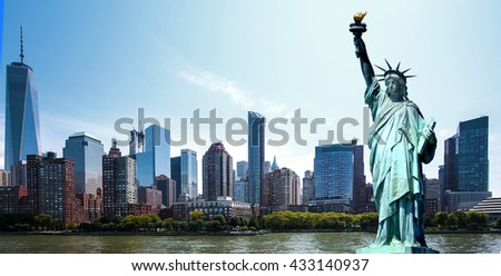 Panorama New York City - Manhattan - Statue of Liberty