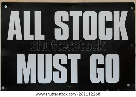 Display sign for sale - all stock must go