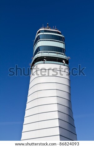 Isolated Vienna airport tower on a sunny day