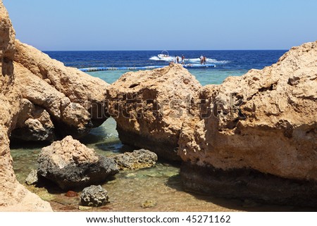 Sea landscape of the Sharks bay of the Red sea, Egypt