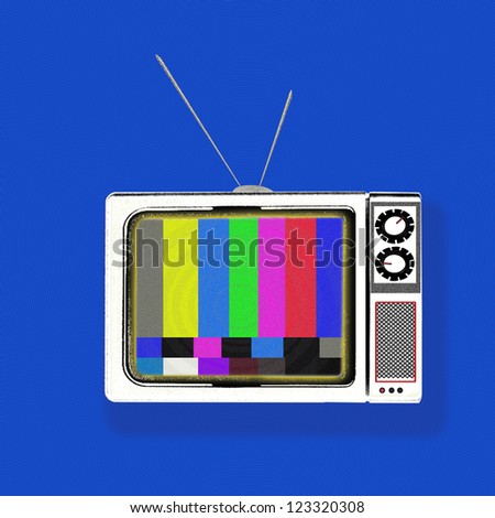 Illustration of old television set with test pattern on screen