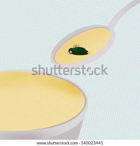 Illustration of a fly in the soup