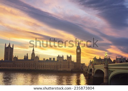 London at night: Houses of Parliament and Big Ben
