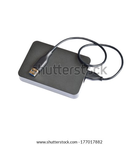 External hard drive HDD isolated on white background w/ clipping path
