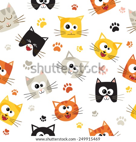 Vector seamless pattern with cute cartoon cats Seamless pattern can be used for wallpaper web page background surface textures Vector seamless pattern with cute cartoon cats Seamless pattern can be used for wallpaper web page background surface textures