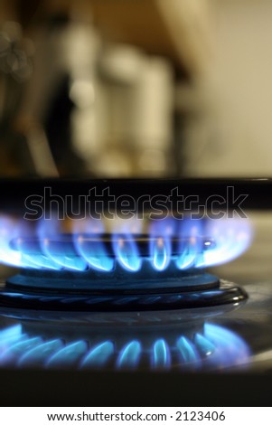 Blue burning stove-top flame