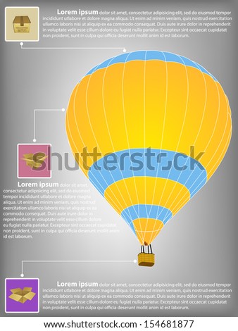 Infographic Diagram of Hot Air Balloon Vector Illustration EPS 10, For Business and Transportation Concept.