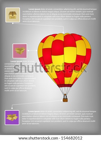 Infographic Diagram of Hot Air Balloon Vector Illustration EPS 10, For Business and Transportation Concept.