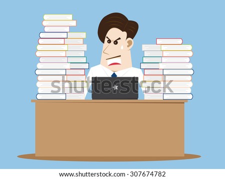 Business cartoon people very busy, Vector Illustration EPS 10.