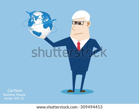 Concept with Business cartoon people working with Airplane for Transportation, Vector Illustration EPS 10.