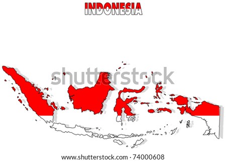 indonesian flag and map. stock photo : Indonesia map