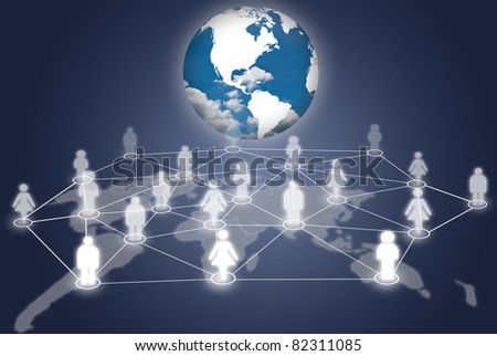 People social network communication social network with earth.