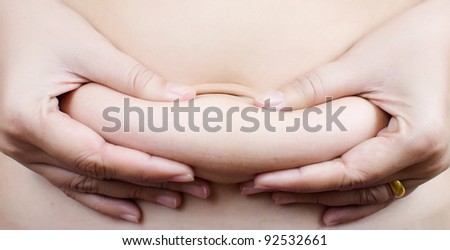 Stomach fat female body part.