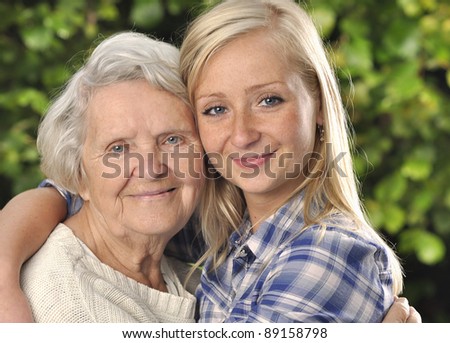 Grandmother and granddaughter. MANY OTHER PHOTOS WITH THESE MODELS IN MY PORTFOLIO.
