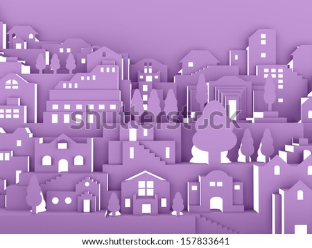 City night concept on purple