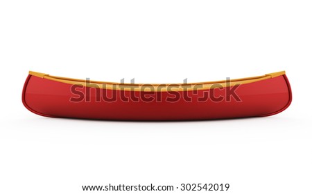 Red canoe rendered on white background