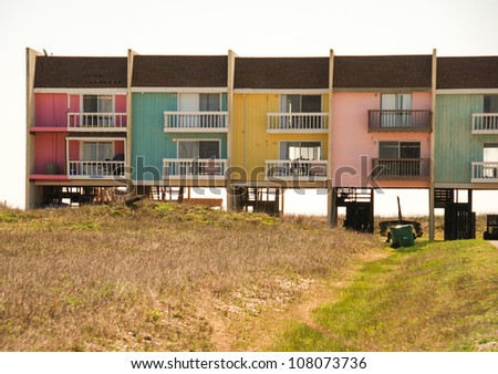 Colorful Homes on the Sea near Galveston, Texas - U.S.A.