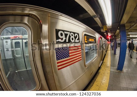 New York City - Mar 1: Interior Of Nyc Subway Station, March 1, 2011 In New York City. Subway System Has 468 Stations In Operation.