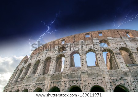 Rome. Storm above Colosseum.