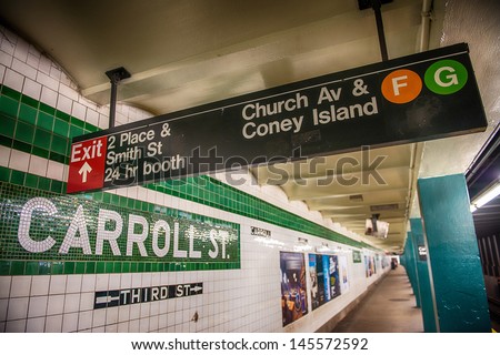 Coney Island subway sign in New York City.