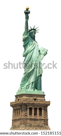 The Statue Of Liberty In New York City. American Symbol, Isolated On White.