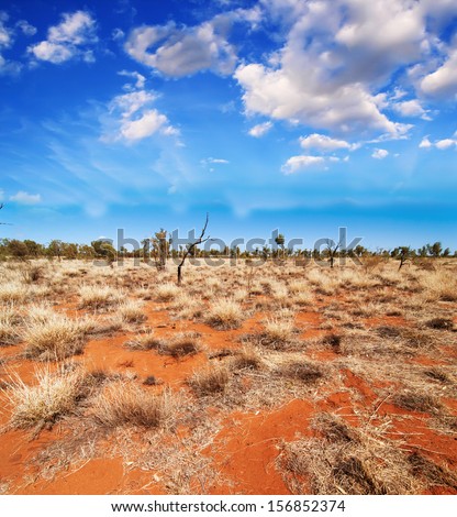 Australia, Outback Landscape. Beautiful Colors Of Earth And Sky.