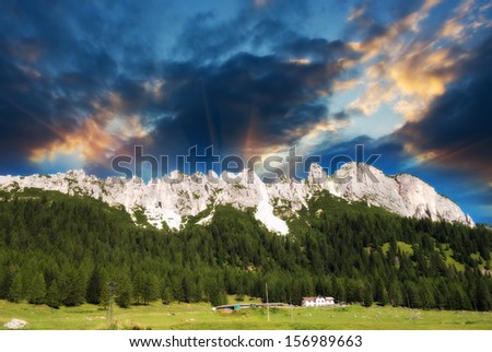 The Dolomites, Italy. Wonderful alpin landscape in summer season.