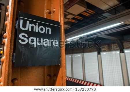 Subway sign in New York City. Union Square Station.