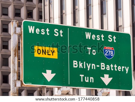 New York City classic street signs and directions.