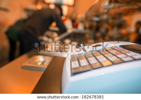 Cash Machine on a food shop.