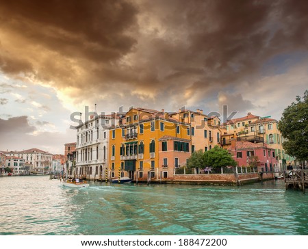 Homes of Venice along Grand Canal. Canal Grande - Venezia.