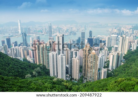 Hong Kong skyline as seen from Victoria Park Hill.