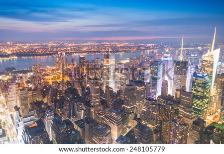 New York. Manhattan night skyline.