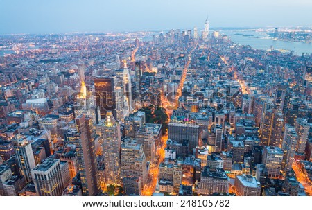 Amazing New York skyline at night.