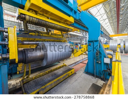 Industrial machine for steel coils cut.