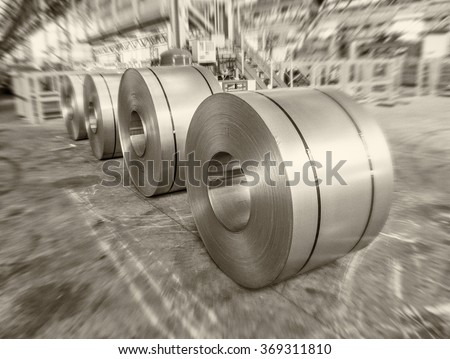 Packed rolls of steel sheet, Cold rolled steel coils.