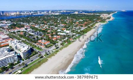 Palm Beach, Florida. Amazing aerial view of coastline.