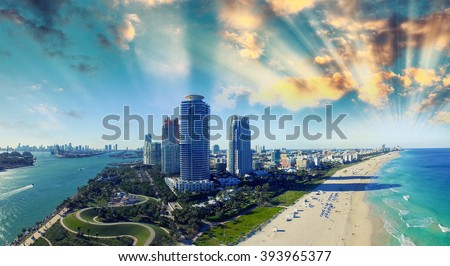 South Pointe Park and Coast - Aerial view of Miami Beach, Florida.