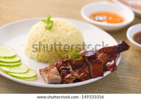 roast duck rice, popular asian food in singapore