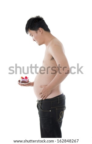obese asian with beer belly