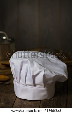 chef hat with kitchen settings and rustic look