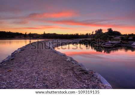 Sunset at Lake Brunner from Moana, West Coast, New Zealand