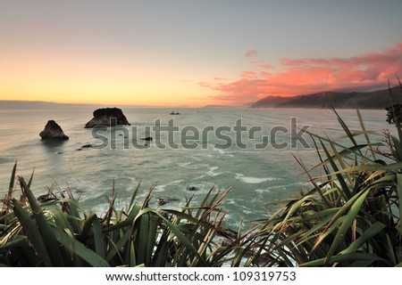 West Coast during sunset, seen from Point Elizabeth, Rapahoe Scenic Range